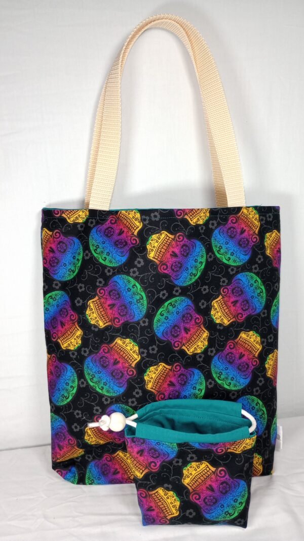 Medium Tote Set - Rainbow Skulls