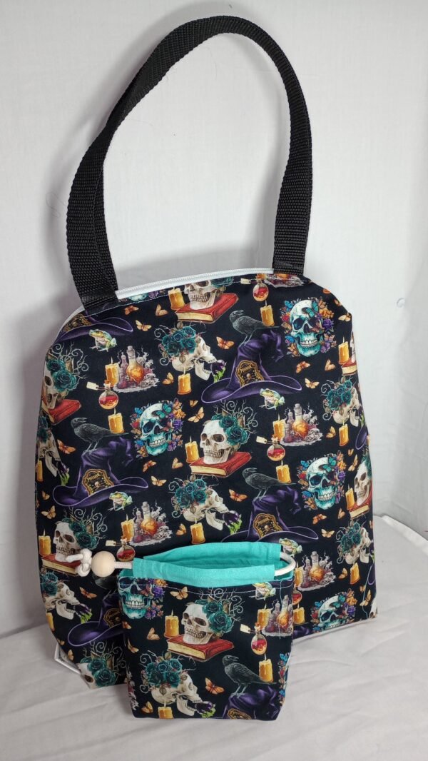 Medium Zippered Tote Set - Skulls and Candles