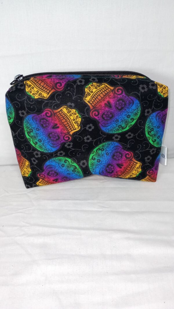 Zippered Hook and Needle Bag - Rainbow Skull