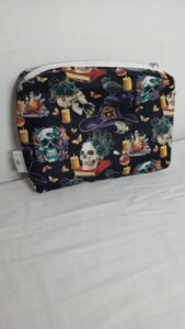 Zippered Hook and Needle Bag - Skulls and candles